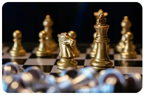 Gold chess pieces