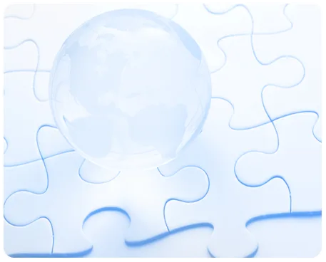 Glass globe on a puzzle