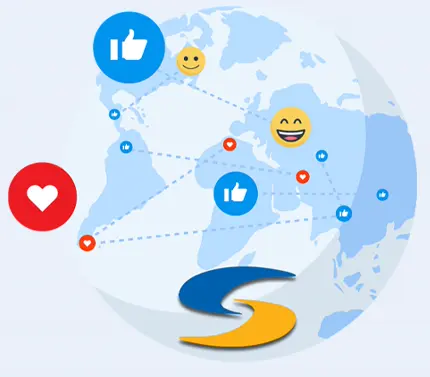 Globe with social reactions